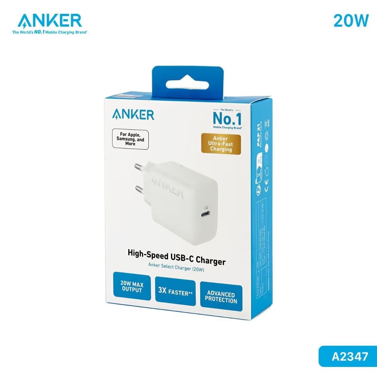 Tête de Chargeur Anker 20W - Blanc 3