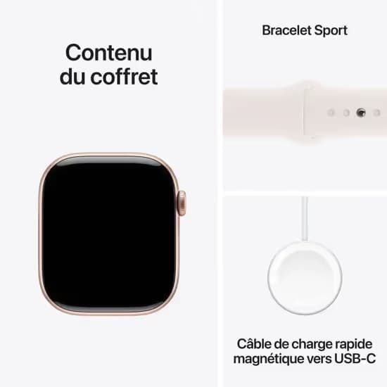 Apple Watch Series 10 GPS - 42mm - Boîtier Rose Gold Aluminium - Bracelet Light Blush Sport Band 6