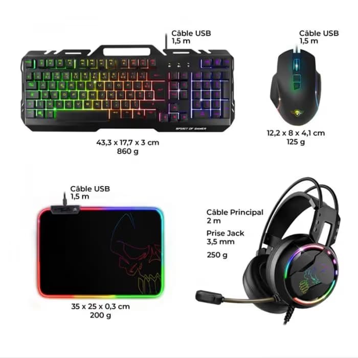Pack Gaming 4en1 Gamer Spirit Of Gamer Ultimate MK300 RGB - Noir 3
