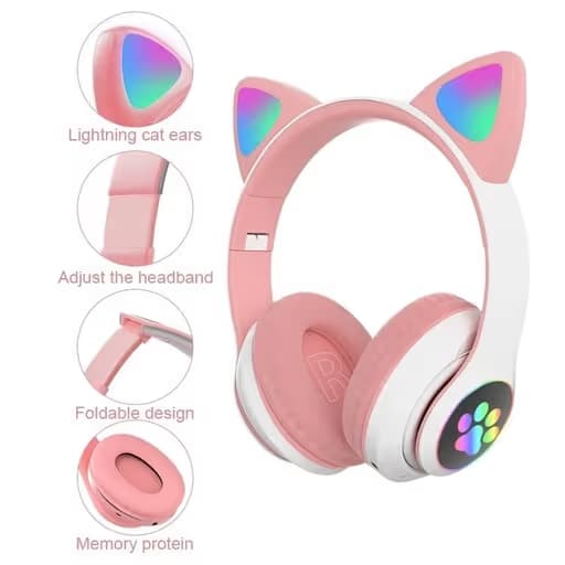 CASQUE STEREO BLUETOOTH MZ-023 - BLANC & ROSE 2