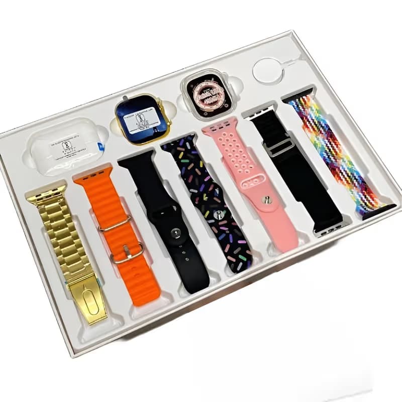 Montre Connectée I20 Ultra Max 10 en 1 + AirPods + 7 Ceintures- Gold - Pack Complet 1