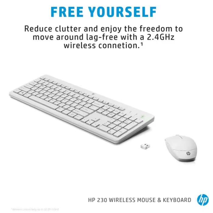 Ensemble Clavier & Souris sans Fil HP 230 Combo - Blanc 2
