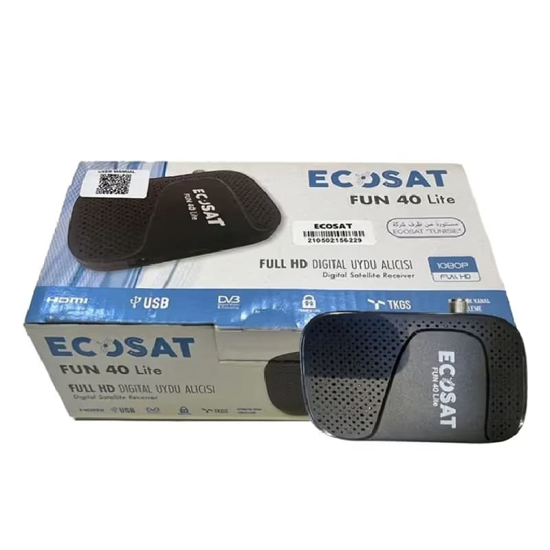 Récepteur ECOSAT FUN 40 Lite + 2 Forfait 12 Mois - Noir