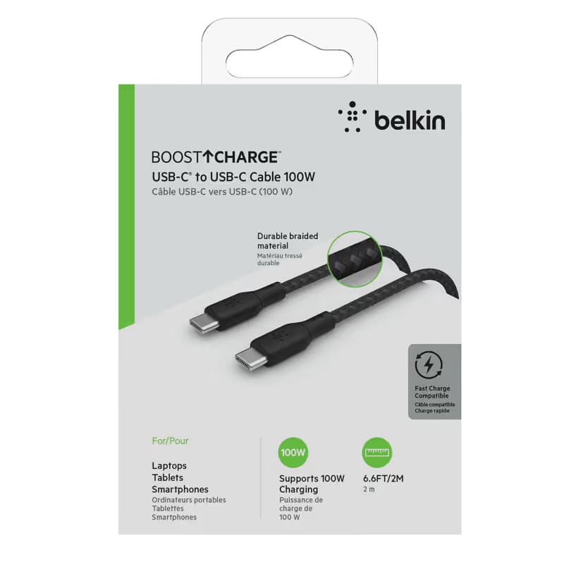 Câble Chargeur Belkin USB-C vers USB-C 1m 100W - Noir 3