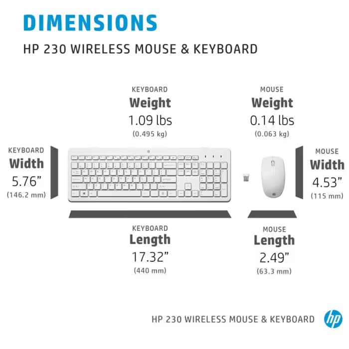 Ensemble Clavier & Souris sans Fil HP 230 Combo - Blanc 4