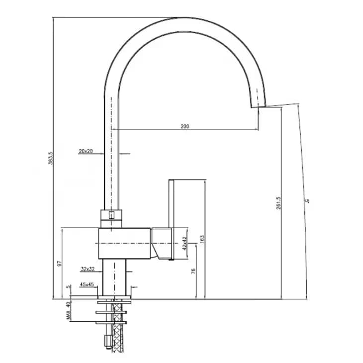 Mitigeur D'évier FOCUS QUADRA 106 CR - Chromé  2
