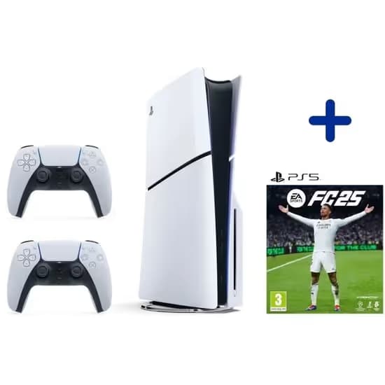 Pack PS5 Standard : Console PS5 (Modèle Slim) + Manette DualSense Blanche + CD FC25