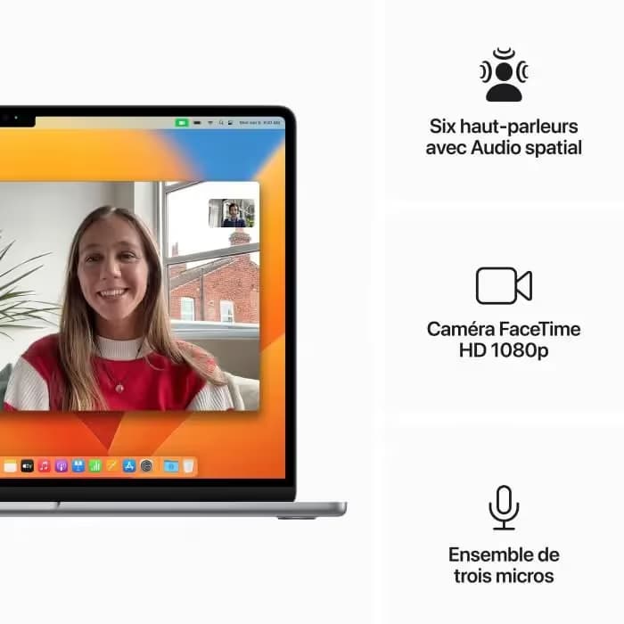 Apple - 15,3" MacBook Air M2 (2023) - RAM 8Go - Stockage 256Go - Gris Sidéral - AZERTY 2