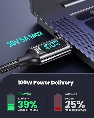 Câble de Chargeur Gevo Type-C LCD Data 27W - Noir 4