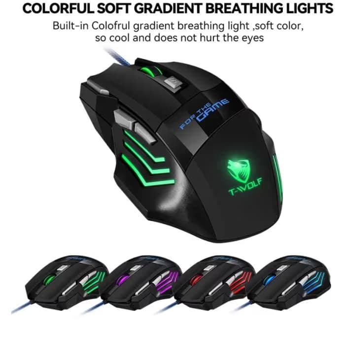 Souris Gaming Filaire T-Wolf M1 RGB - Noir 2