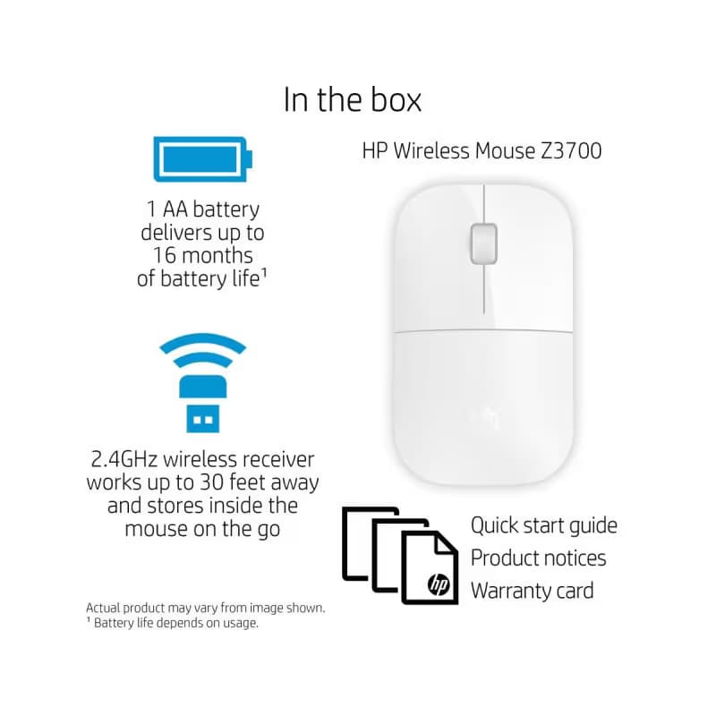 Souris Optique sans fil HP Z3700 - Blanc 5