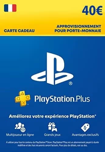 Carte d'Approvisionnement pour porte monnaie PlayStation Plus 40euro