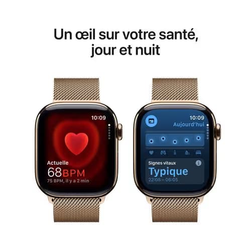 Apple Watch Series 10 GPS + Cellular - 46mm - Boîtier Gold Titanium - Bracelet Gold Milanese Loop. 2