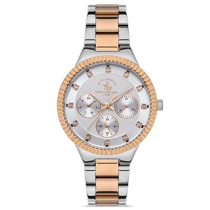 Montre Femme Polo Santa Barbara  SB-1-10399-4- Silver & Rose Gold