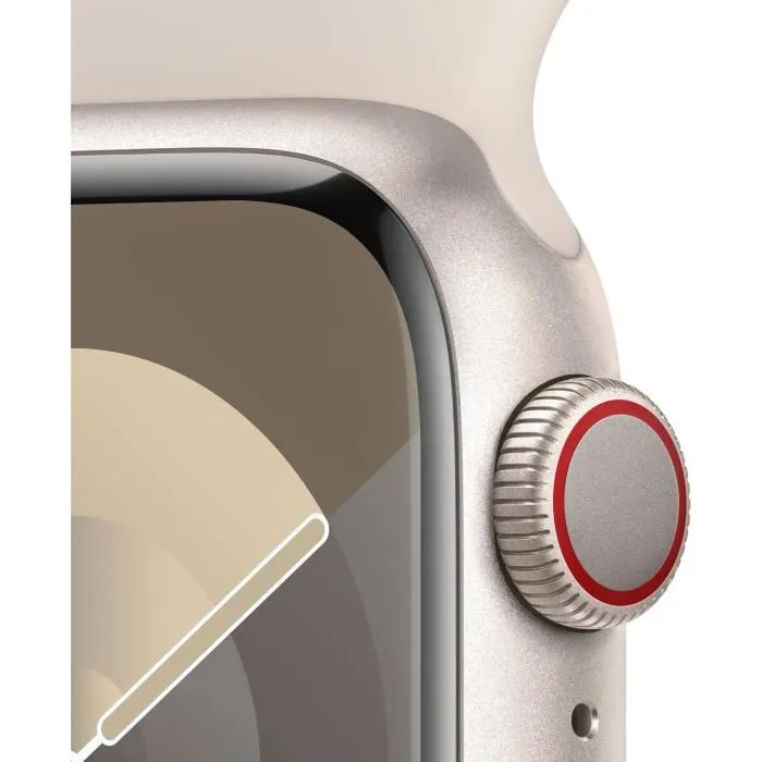 Apple Watch Series 9 GPS - 45mm - Boîtier Starlight Aluminium - Bracelet Starlight Sport Band - S/M