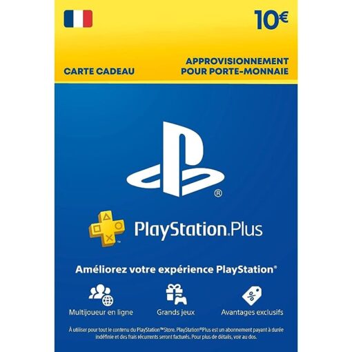 Carte d'Approvisionnement pour porte monnaie PlayStation Plus 10euro