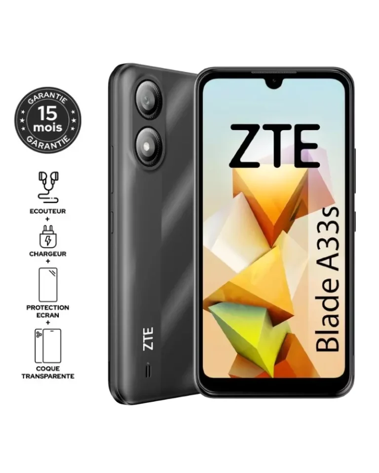 Smartphone ZTE Balade A33s 4G 2Go 32Go Noir