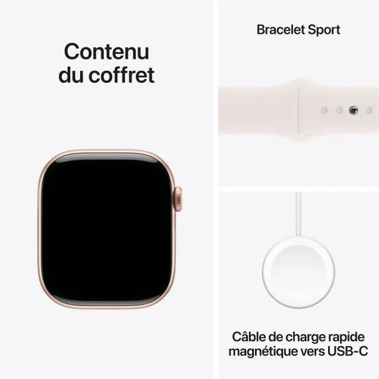 Apple Watch Series 10 GPS - 46mm - Boîtier Rose Gold Aluminium - Bracelet Light Blush Sport Band - S/M