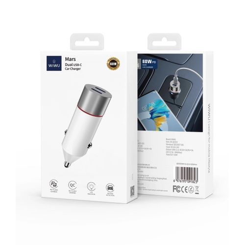 Chargeur de voiture 2 USB-C PD 60W  - WIWU - WI-QC023