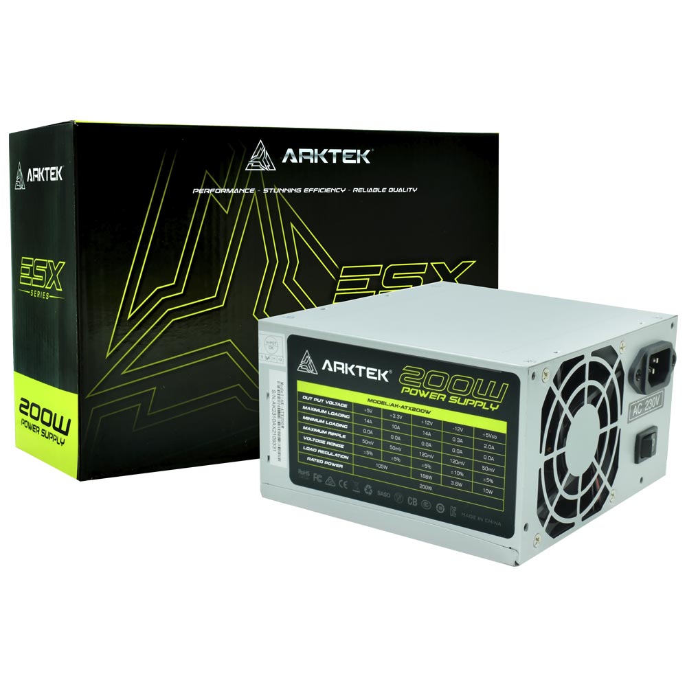 Bloc d'Alimentation Arktek 200W 20+4PIN, 1*CPU 4PIN, 2*SATA