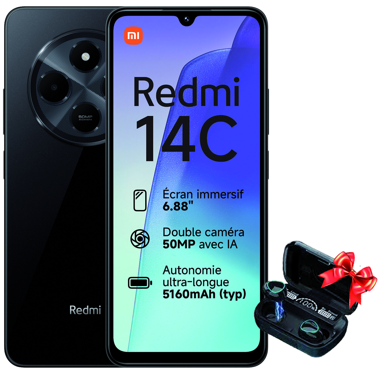 Xiaomi Redmi 14C 4GO 128GO - Noir + Écouteur Gratuit