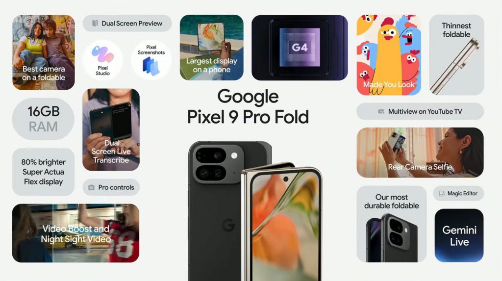 Smartphone Google Pixel 9 Pro Fold 16Go - 256Go Noir Volcanique
