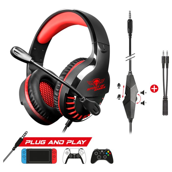 Micro Casque Gaming Filaire Spirit Of Gamer Pro H3 - Noir & Rouge
