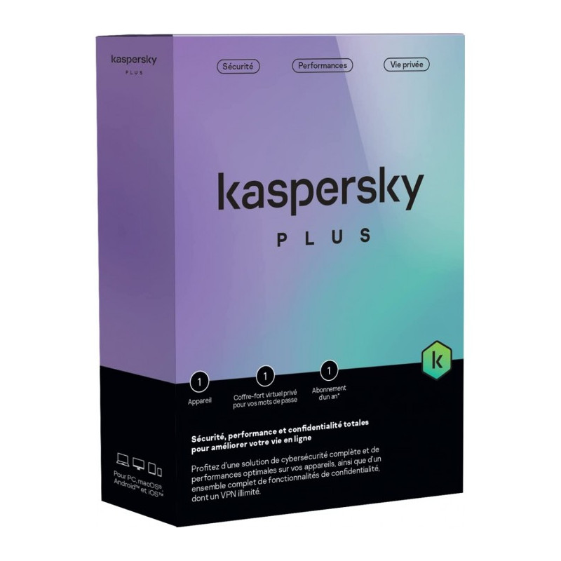 Antivirus KASPERSKY Plus – Licence 1 Poste / 1 An