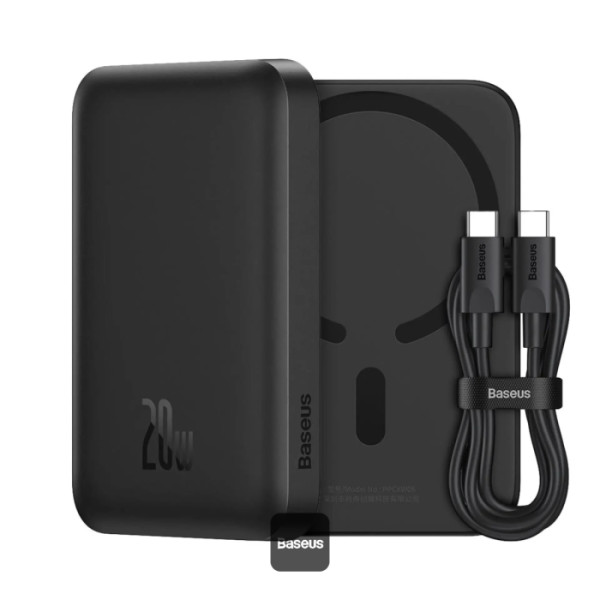 Power Bank Baseus Mini Air 6000mAh Batterie externe sans fil magnétique 15W avec port PD 20W Type-C - Noir