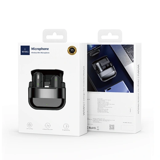 Mini Microphone Lightning Sans Fil WiWu pour Smartphone - Noir