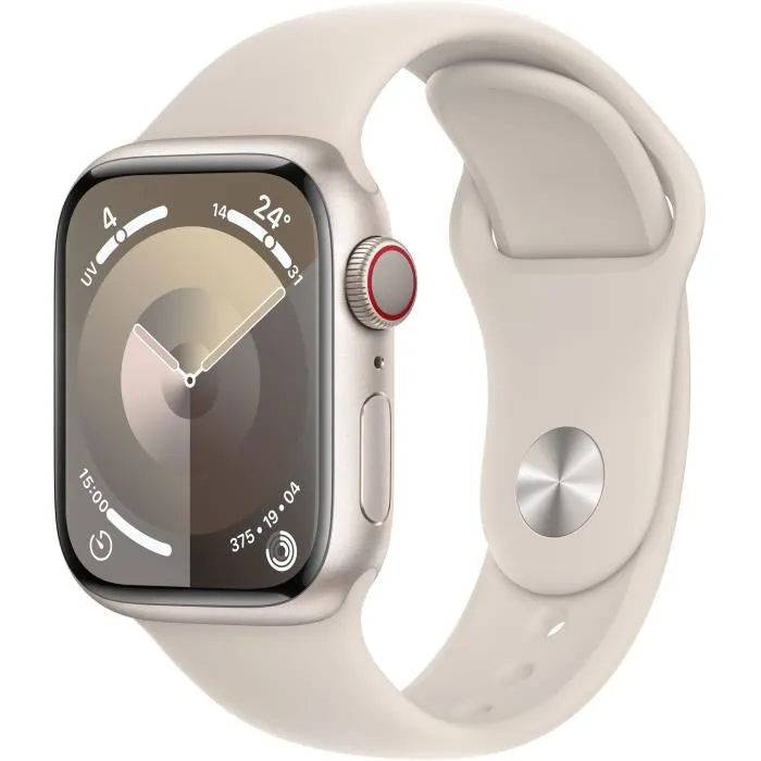 Apple Watch Series 9 GPS - 45mm - Boîtier Starlight Aluminium - Bracelet Starlight Sport Band - S/M