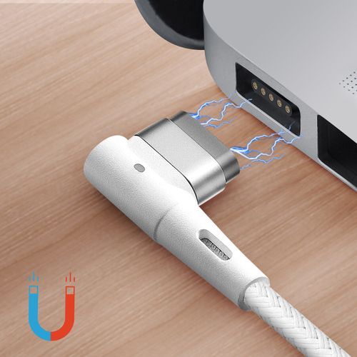 Câble de charge magnétique en zinc Type C à L - 60 W - Compatible avec MacBook