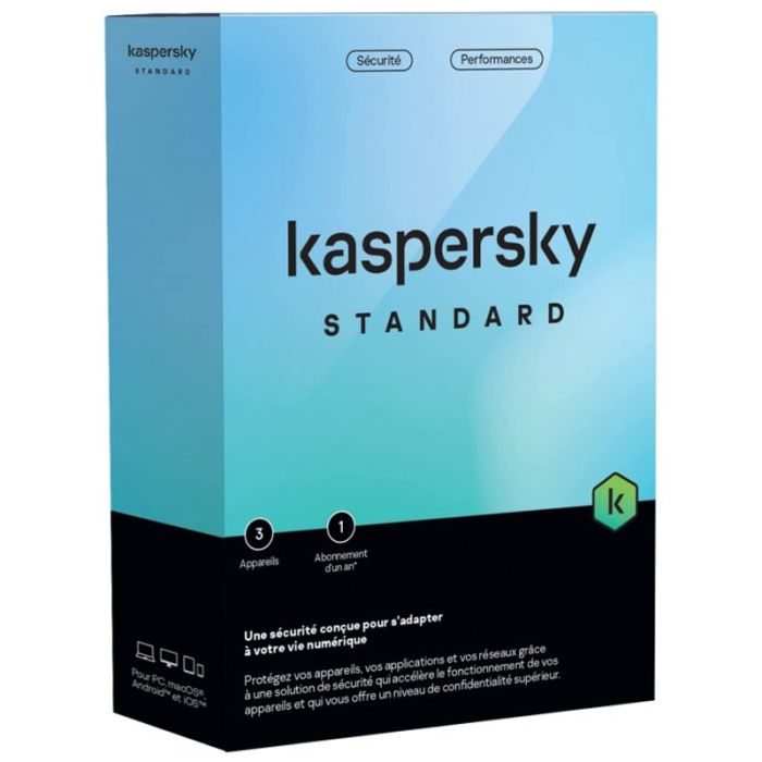 Antivirus KASPERSKY Standard – Licence 3 Postes / 1 An