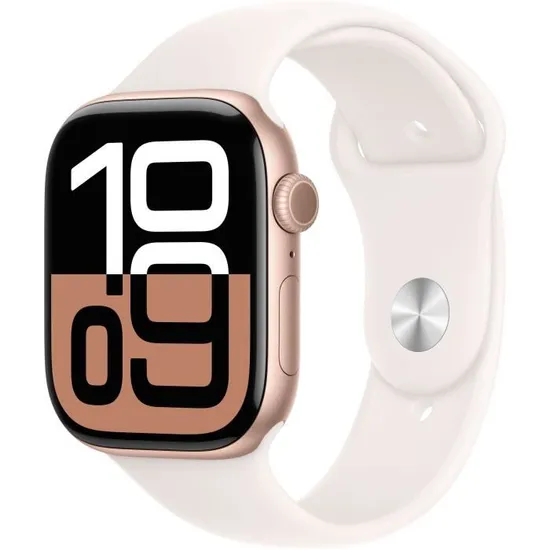 Apple Watch Series 10 GPS - 42mm - Boîtier Rose Gold Aluminium - Bracelet Light Blush Sport Band - S/M