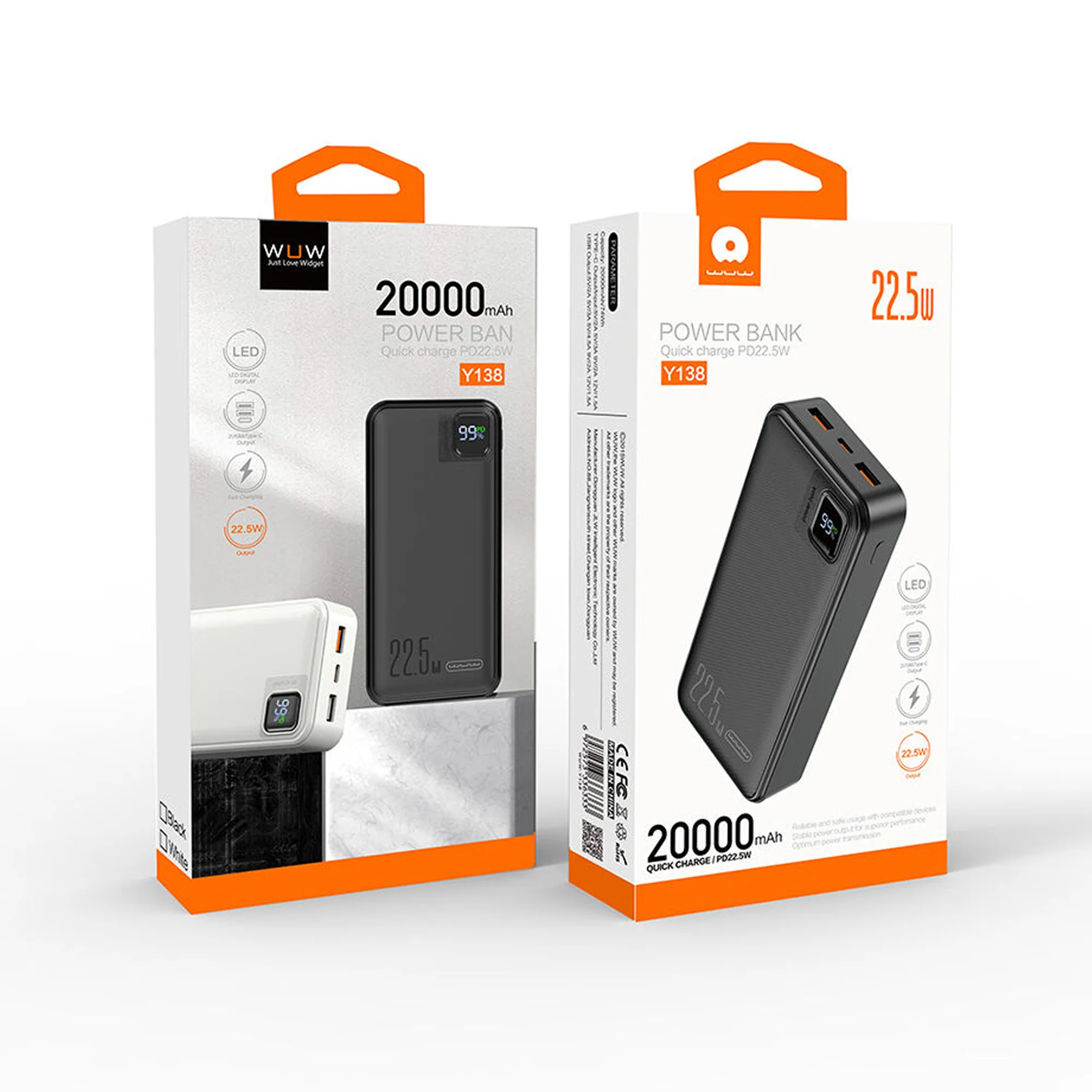 Power Bank WUW Y138 20000mAh - Noir