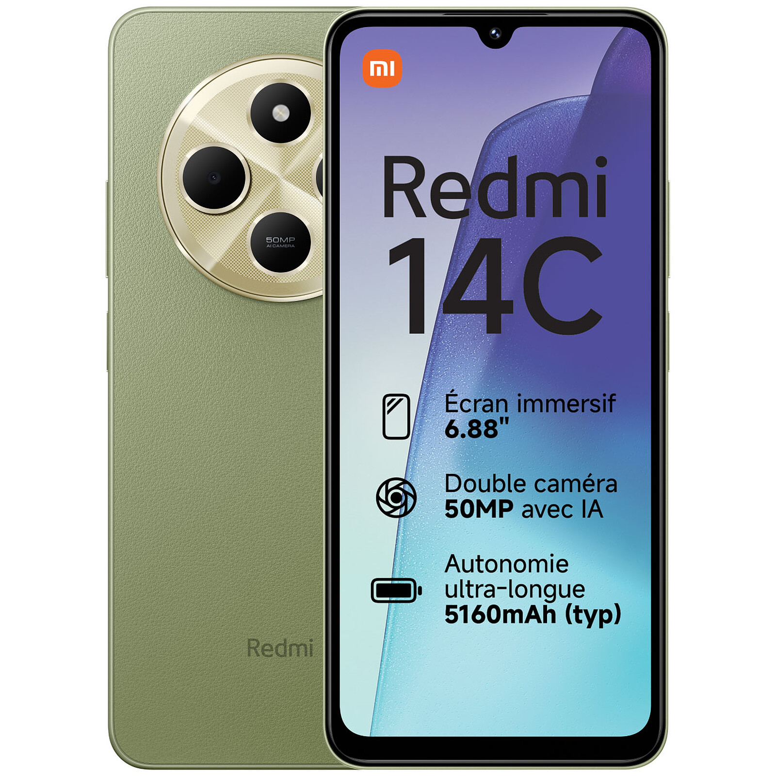 Xiaomi Redmi 14C 4GO 128GO - Vert + Écouteur Gratuit