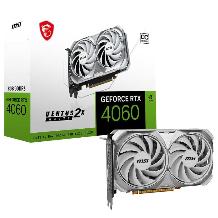 Carte Graphique Gamer MSI  RTX 4060 Ventus 2x 8Go OC - Blanc