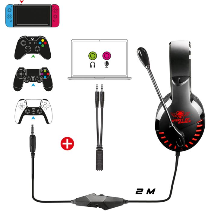 Micro Casque Gaming Filaire Spirit Of Gamer Pro H3 - Noir & Rouge