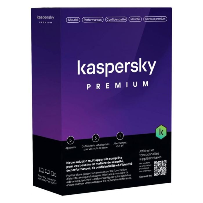 Antivirus KASPERSKY PREMIUM – Licence 3 Postes / 1 An