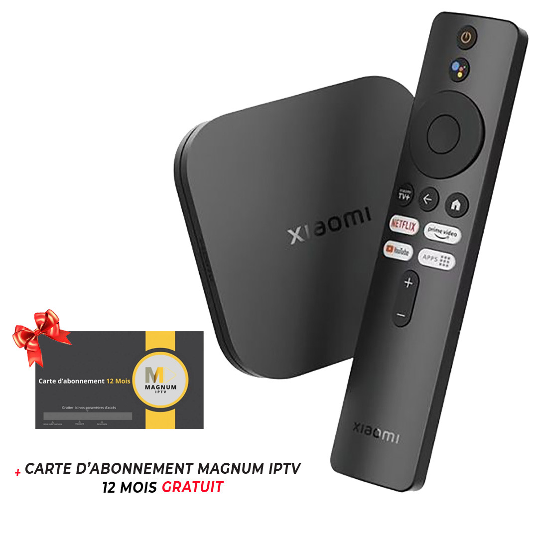 BOX TV XIAOMI S 2ÈME GÉNÉRATION 4K ULTRA HD - NOIR + Carte d'abonnement MAGNUM IP TV 12 mois Gratuit