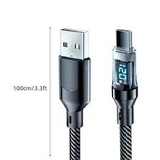 Câble de Chargeur Gevo Type-C LCD Data 27W - Noir