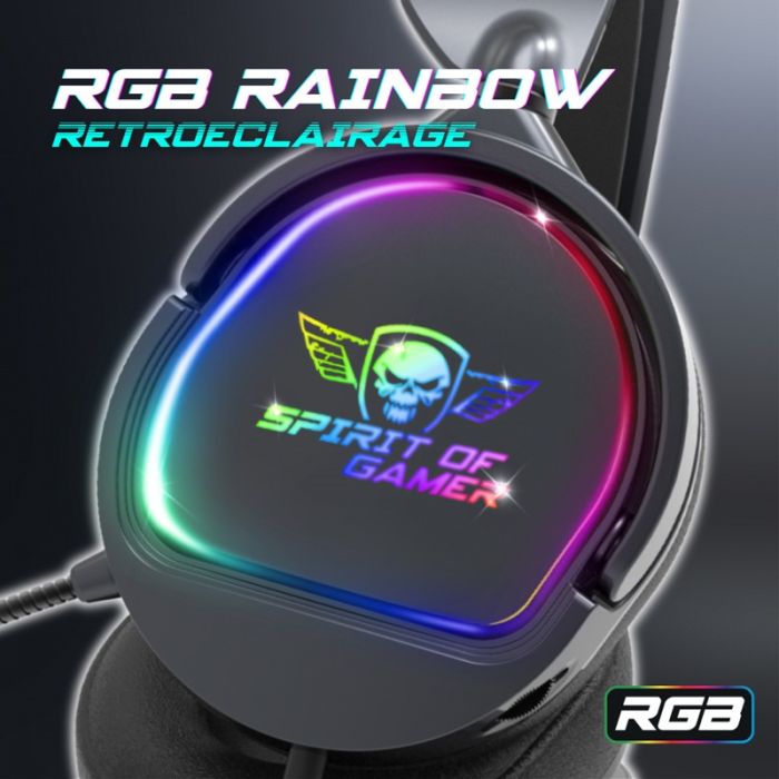 Micro Casque Gaming Filaire Spirit Of Gamer Pro H6 RGB - Noir