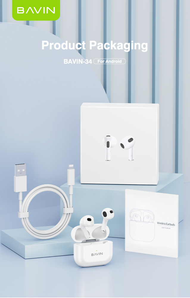 Écouteurs Sans Fil Bavin BA34 TWS Blanc