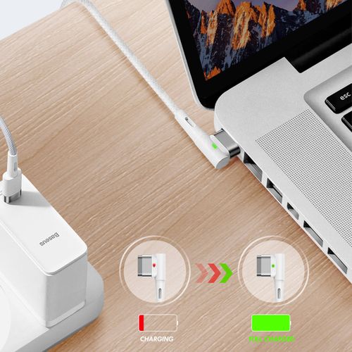 Câble de charge magnétique en zinc Type C à L - 60 W - Compatible avec MacBook