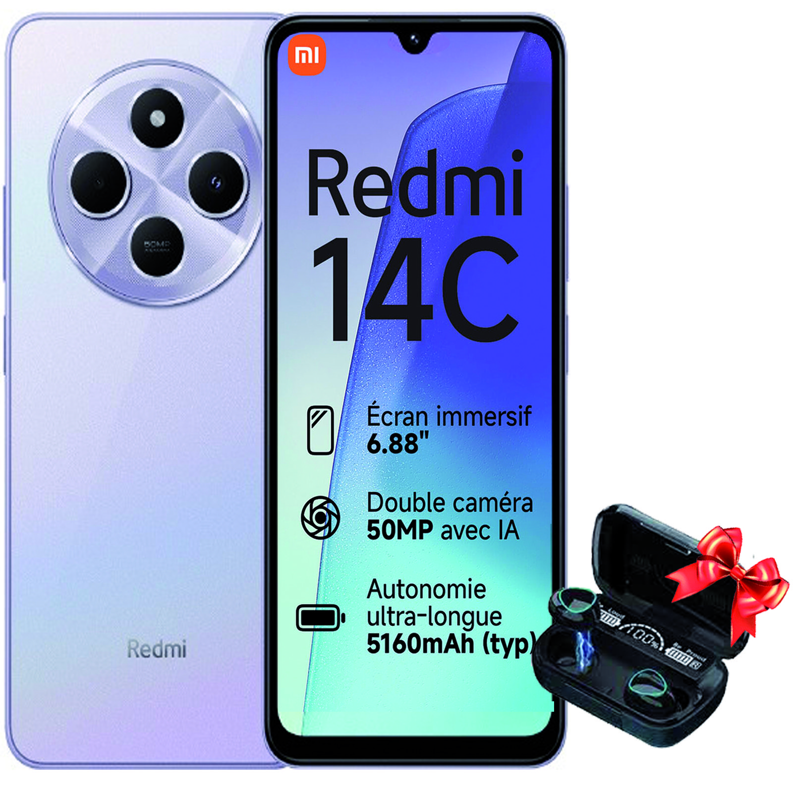 Xiaomi Redmi 14C 4GO 128GO - Violet + Écouteur Gratuit