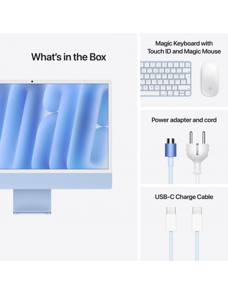 iMac  24" Retina 4.5K puce Apple M4 8C GPU 256GO SSD-Bleu