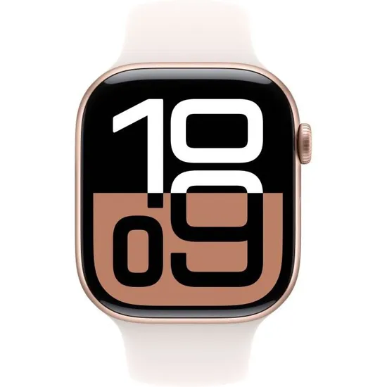 Apple Watch Series 10 GPS - 46mm - Boîtier Rose Gold Aluminium - Bracelet Light Blush Sport Band - S/M