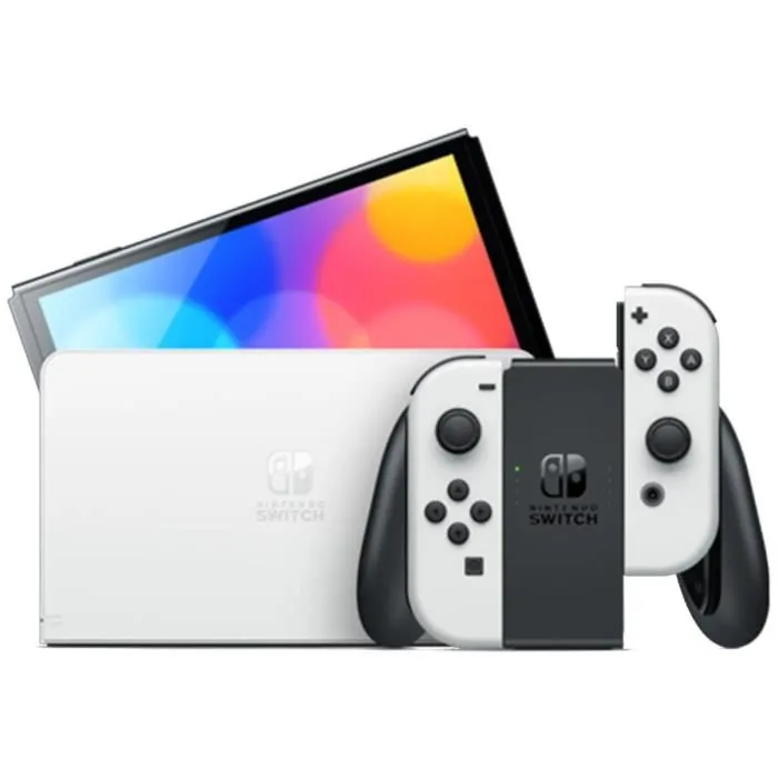 Console Switch - Modèle OLED • Blanc + Super Mario Bros Wonder (Pré-installé) + 12 mois d'abonnement NSO (Code)