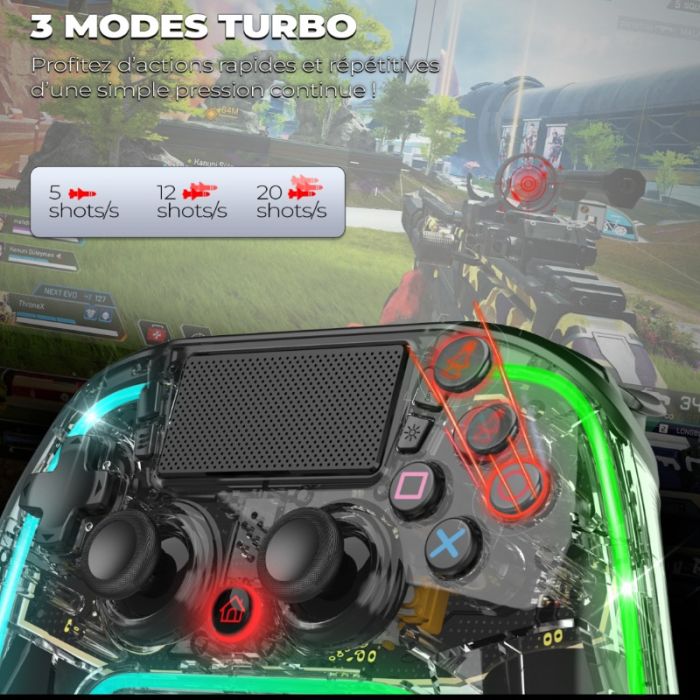 Manette de Jeu Sans Fil Spirit Of Gamer Néon - Transparente