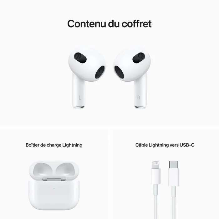 Apple AirPods (3e génération) avec Boîtier de charge Lightning - Blanc